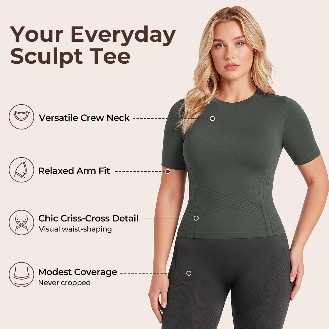 3D CelluSmooth Contour Sculpting Short Sleeve Workout Top | Silix
