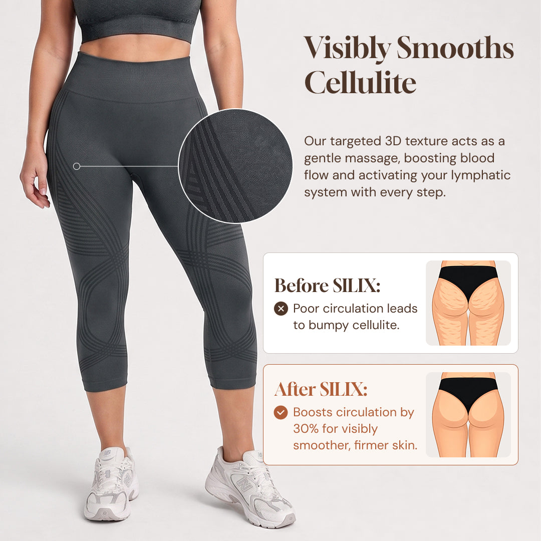 3D CelluSmooth Ribbed Squat-Proof Capri Leggings | Silix