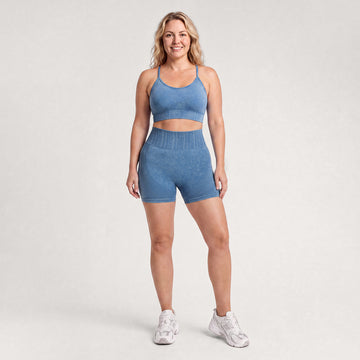 3D CelluSmooth Sand Washed Fabric High-Waisted Tummy-Control Booty Shorts | Silix
